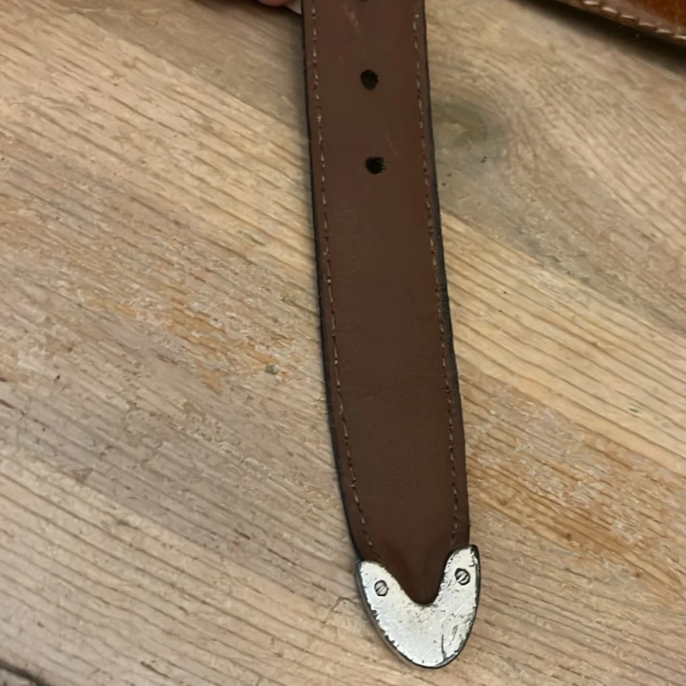 Torino Leather Belt European Tanned Cowhide Brass Tip Brown Size 42 Made in USA